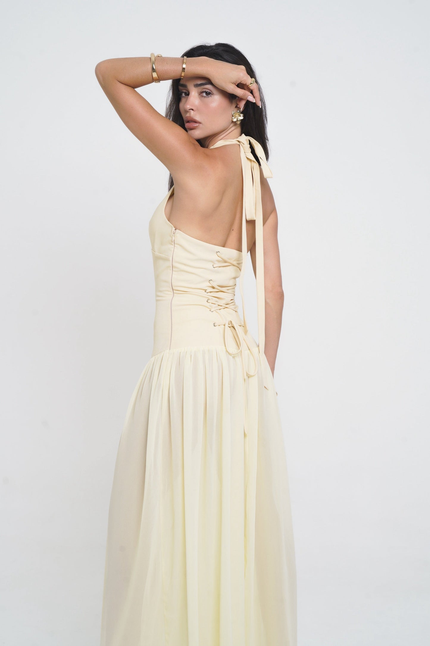 Harlow Corset Halter Neck Maxi Dress