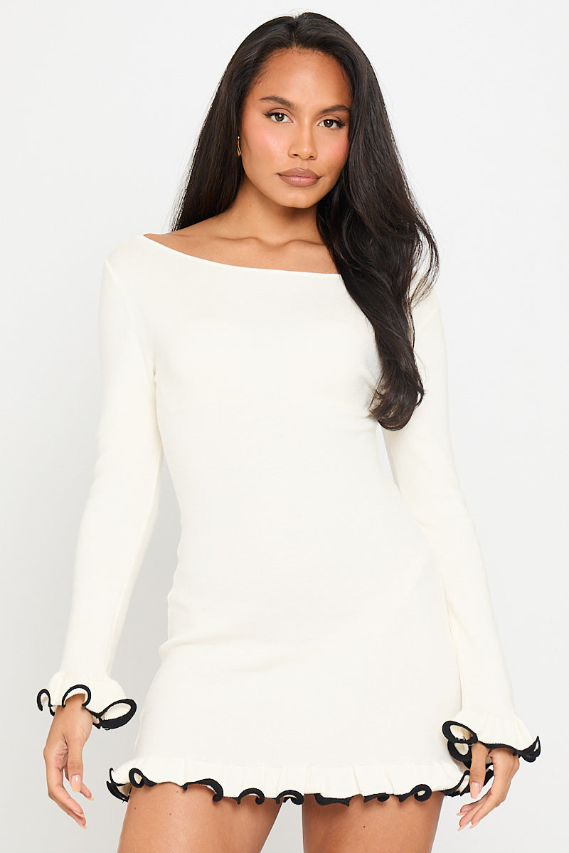 Ava Ruffled Knit Mini Dress
