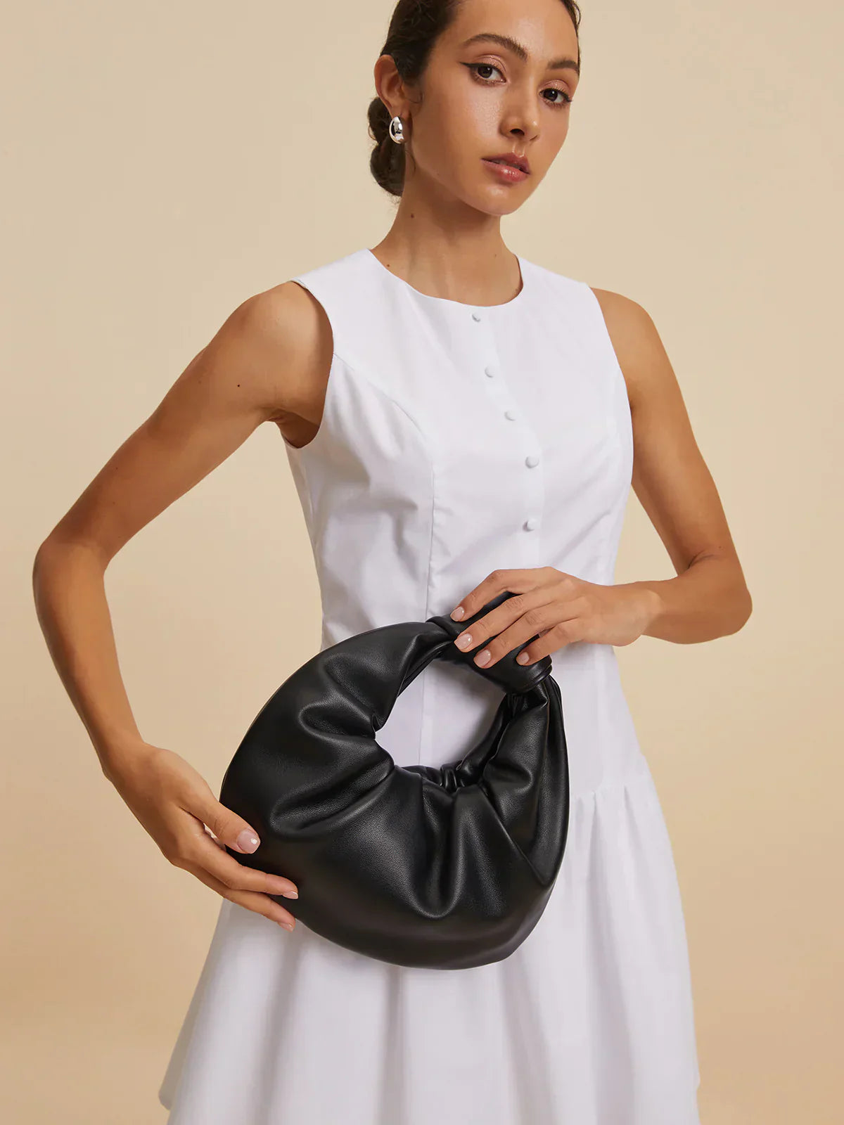 Natasha Crescent Knotted Ruched Bag