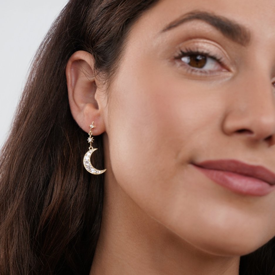 Luna Crystal Moon & Star Earrings