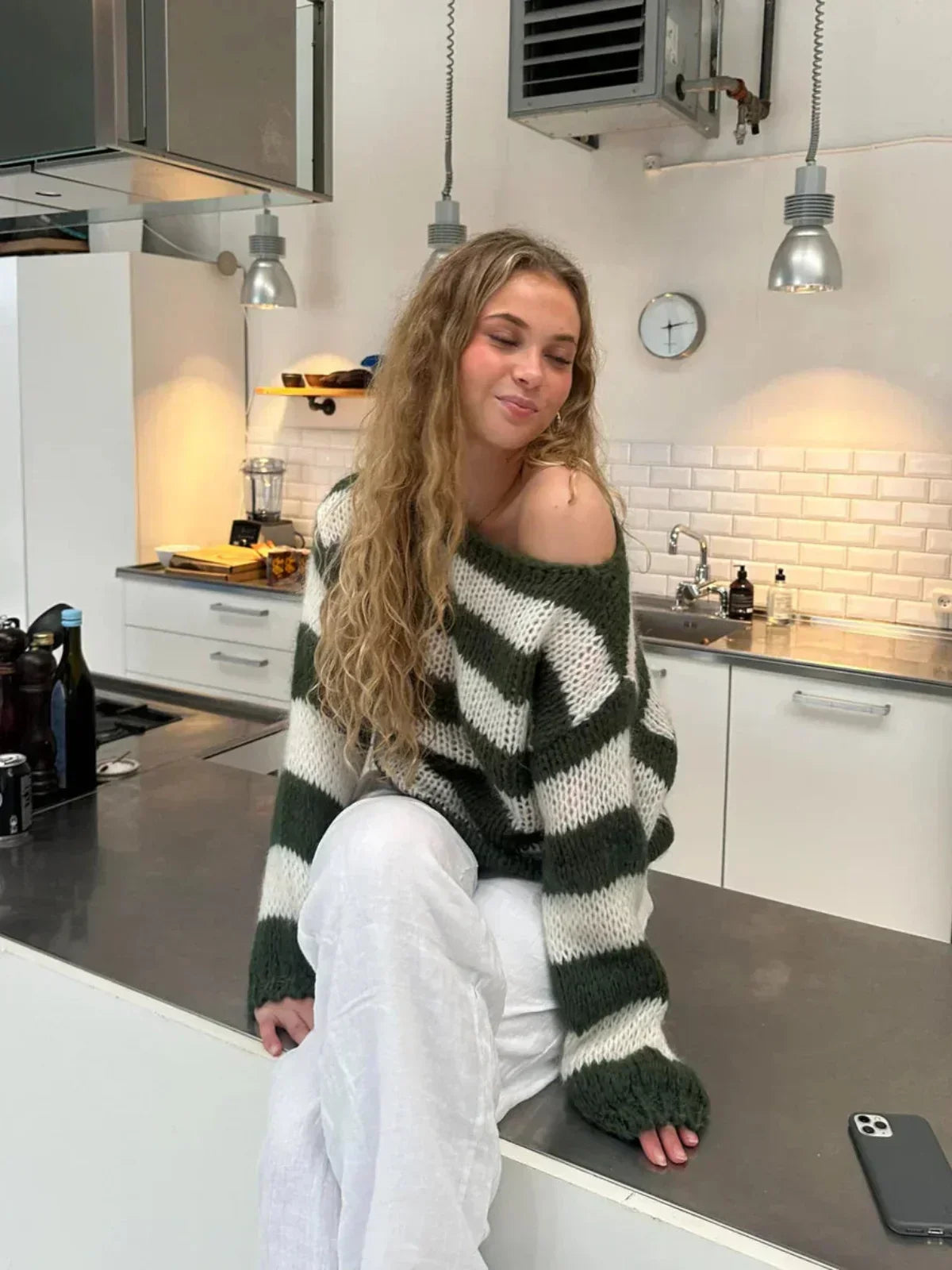 Olivia Chunky Striped Oversized Knit Sweater
