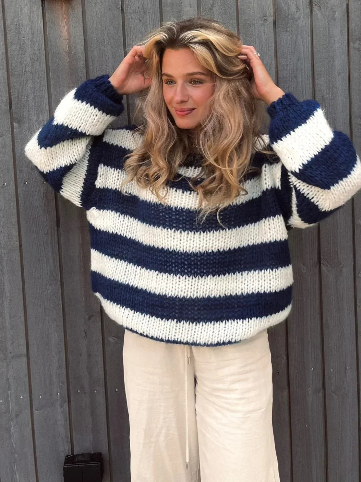 Olivia Chunky Striped Oversized Knit Sweater