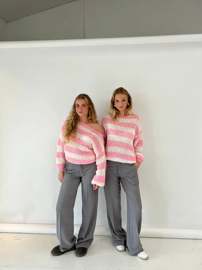 Olivia Chunky Striped Oversized Knit Sweater