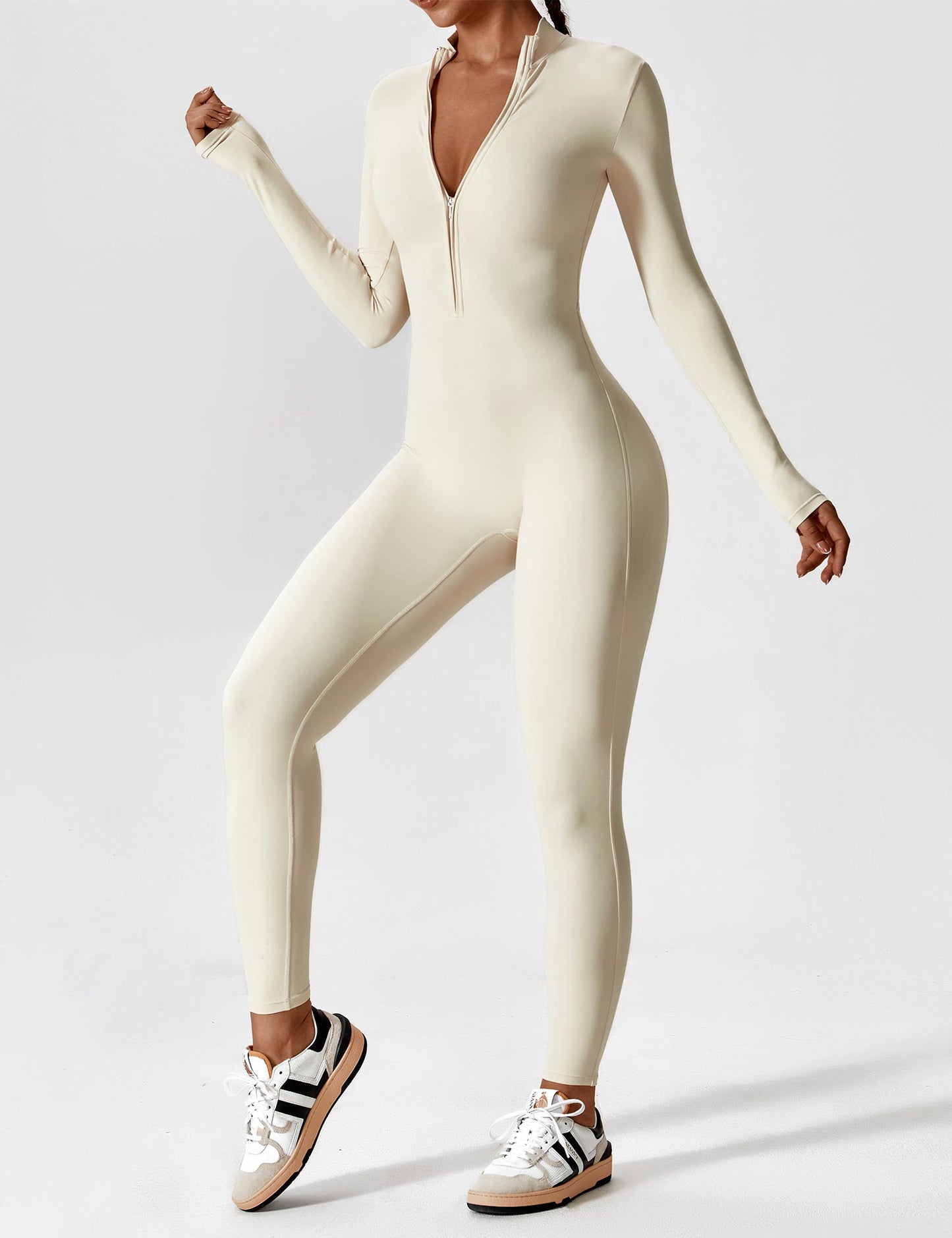 Maya Fleece Long Sleeve Zipper Jumpsuit