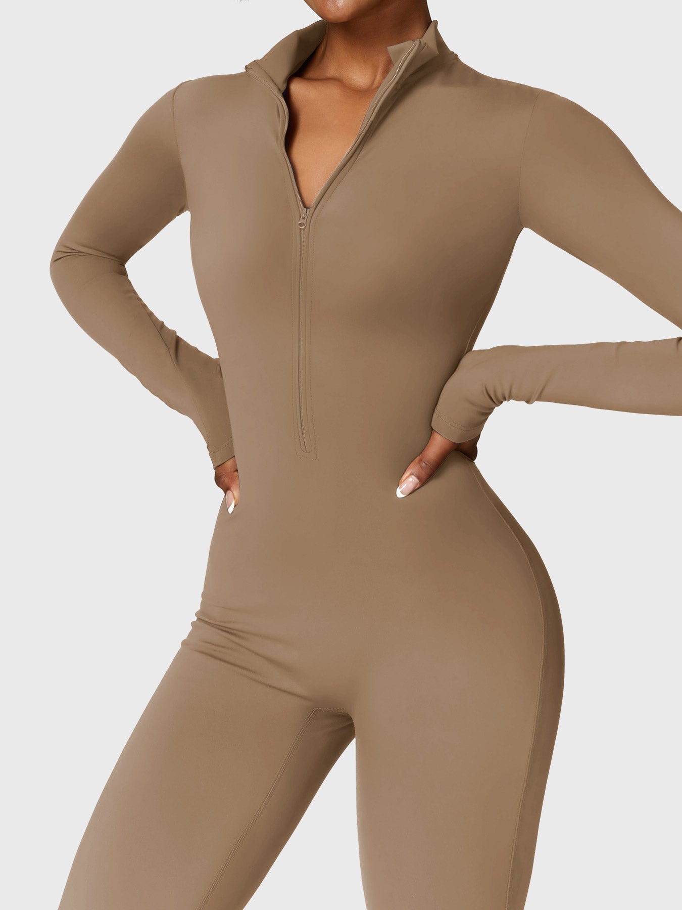 Maya Fleece Long Sleeve Zipper Jumpsuit
