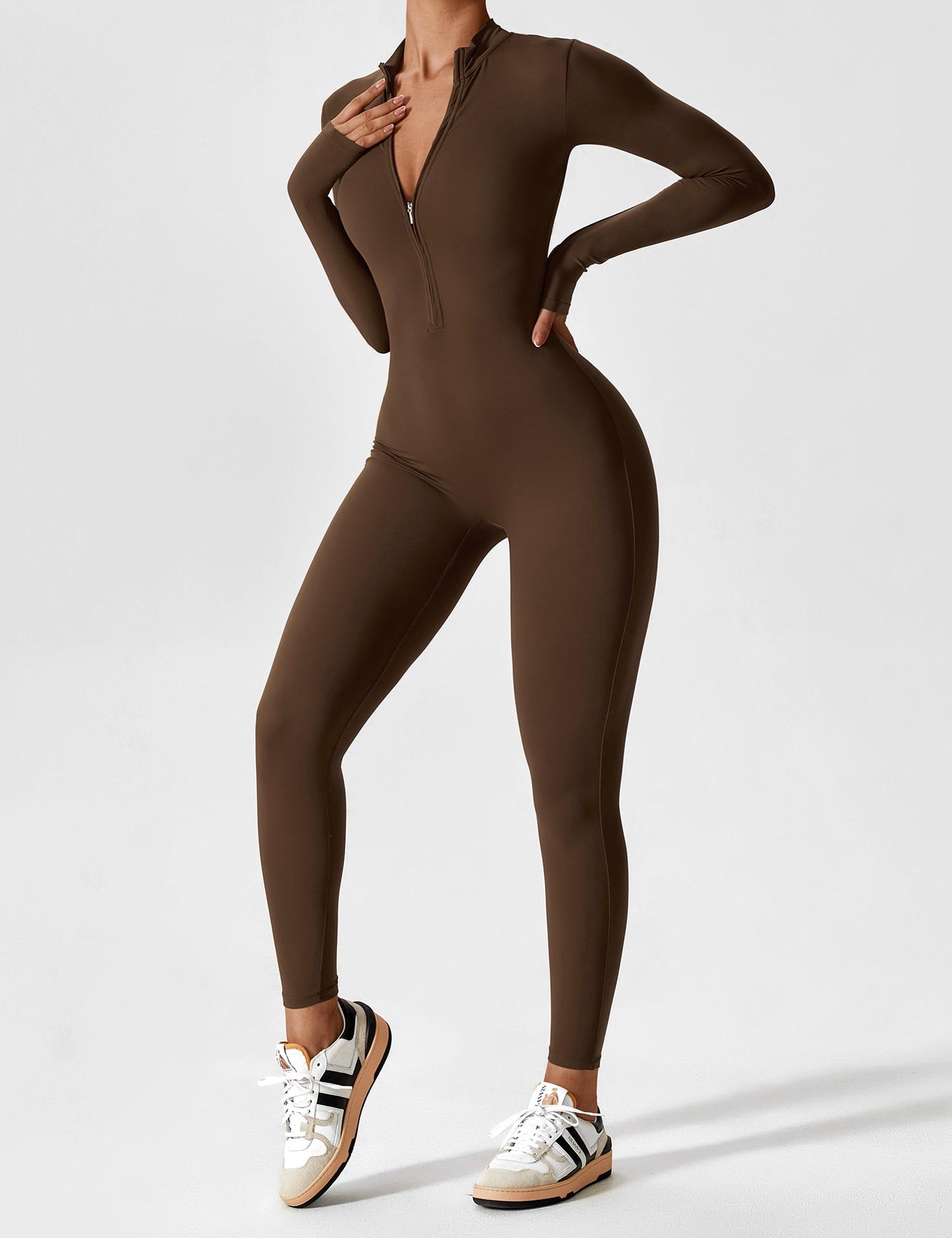 Maya Fleece Long Sleeve Zipper Jumpsuit