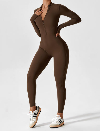 Maya Fleece Long Sleeve Zipper Jumpsuit