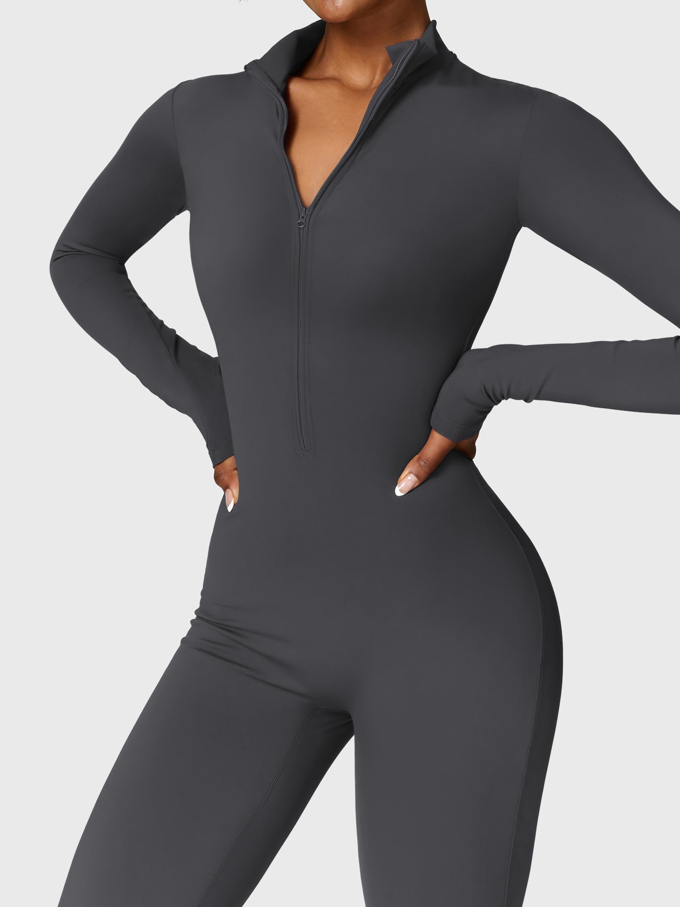 Maya Fleece Long Sleeve Zipper Jumpsuit