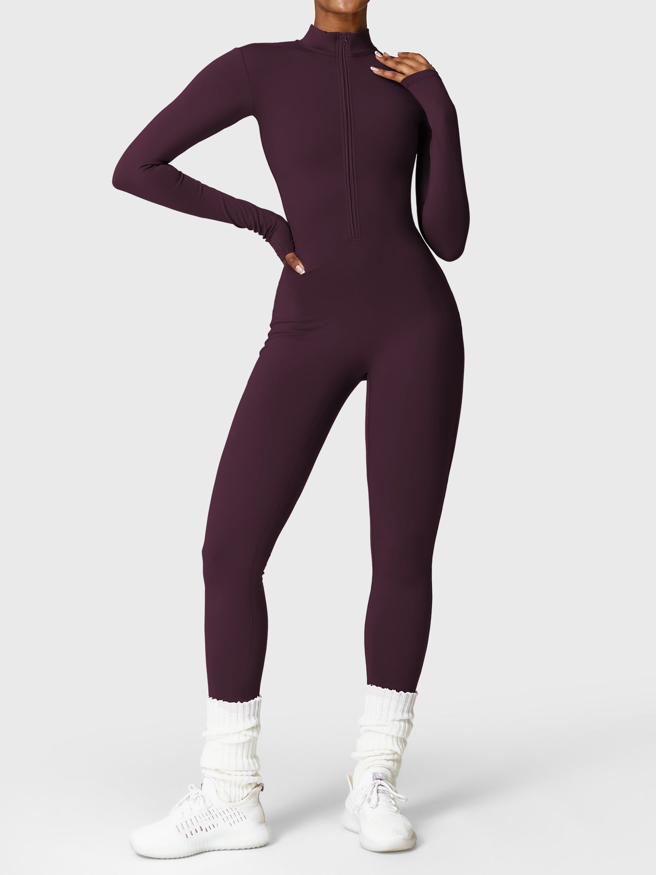 Maya Fleece Long Sleeve Zipper Jumpsuit
