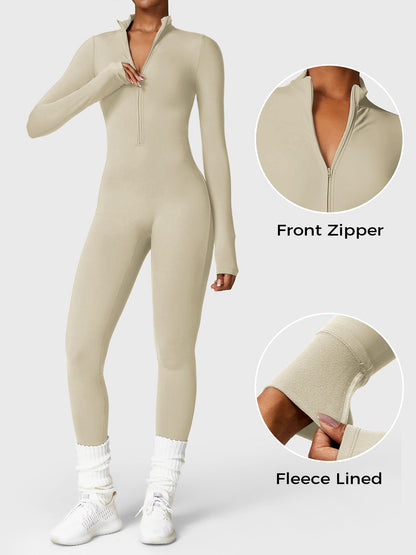 Maya Fleece Long Sleeve Zipper Jumpsuit